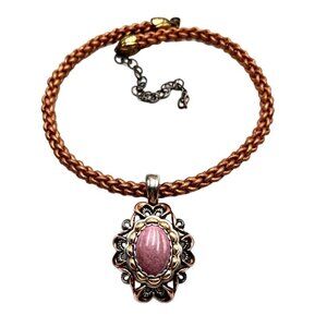 Carolyn Pollack Pink Rhodonite Sterling Silver 18" Pendant Necklace